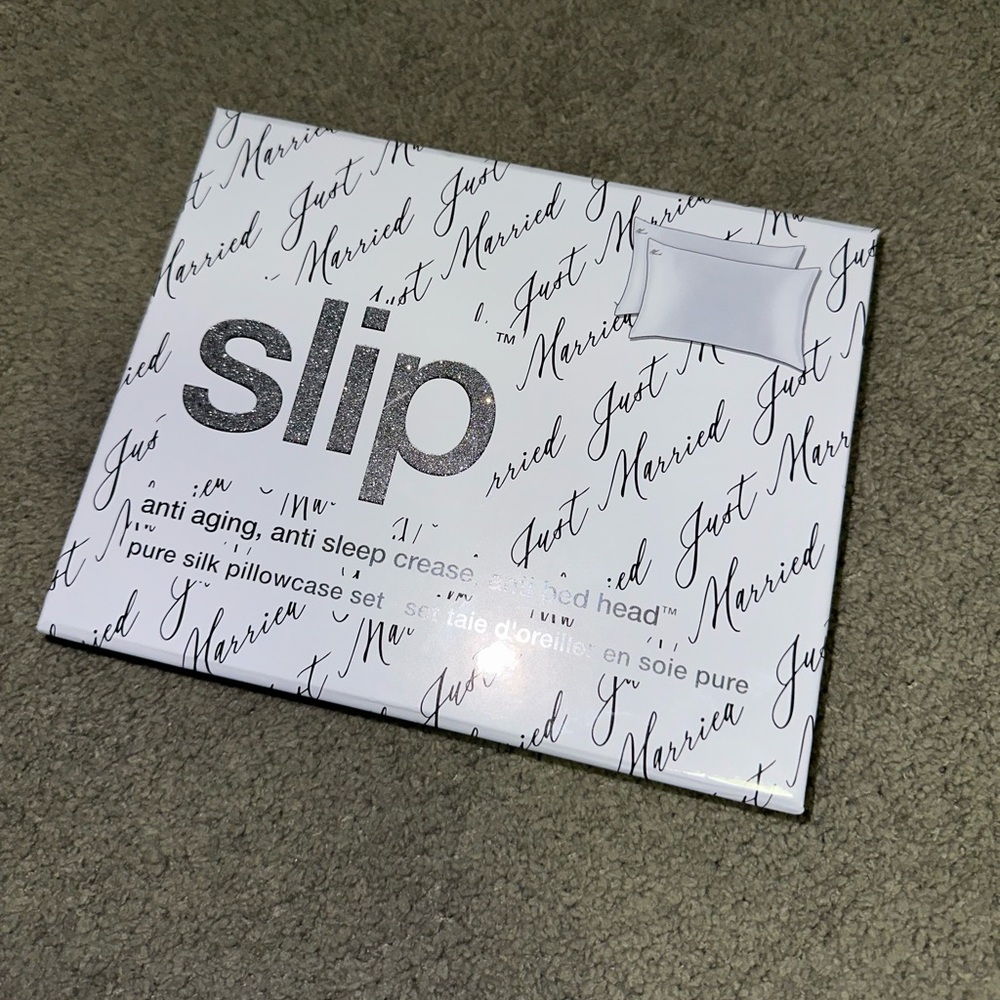 Slip Silk Set The Original Just Married Pillowcase Set